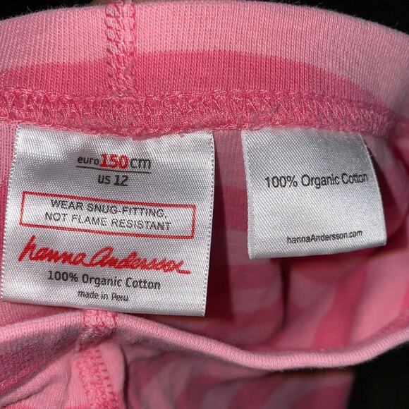Hanna Andersson Striped Two Piece long john long sleeve Pajama Set sz 12 pink - Picture 6 of 9